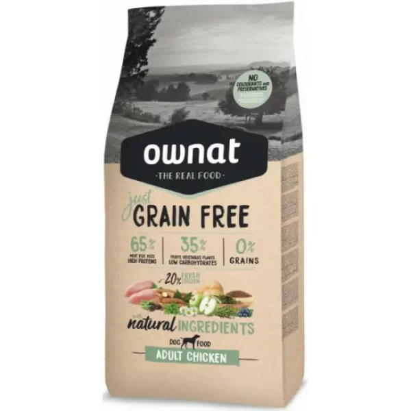 Ownat Just Grain Free Poulet : croquettes sans céréales pour chien adulte