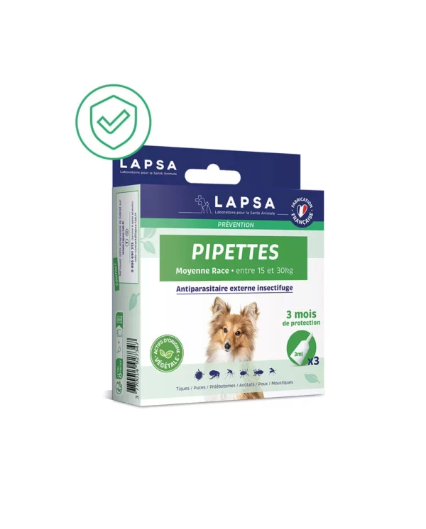 Pipettes chien taille moyenne x3 Lapsa