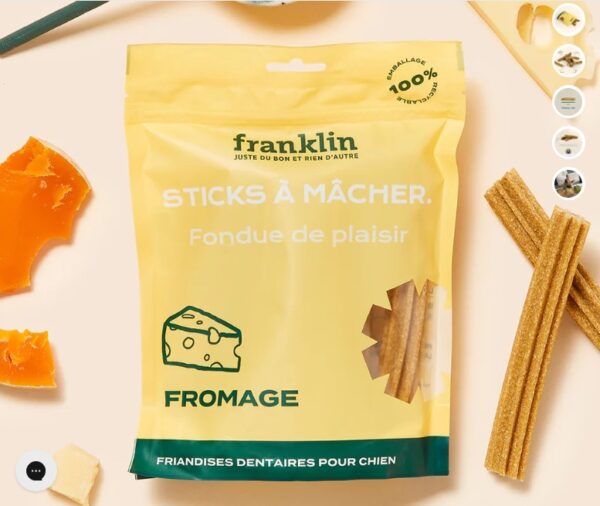 Friandises dentaires chien Franklin : Sticks au fromage