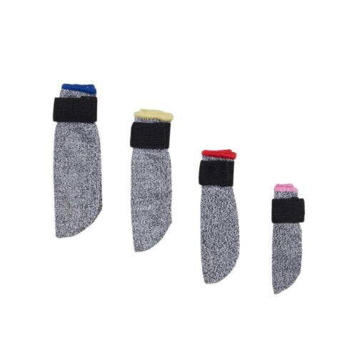 Quatre bottines grises de protection pour chien, avec fermeture Velcro