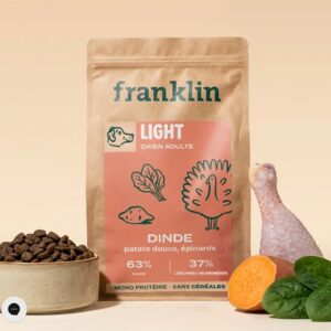 Croquettes chien surpoids Franklin recette naturelle dinde et patate douce.