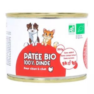 Pâtée bio dinde chien Cani Gourmand alimentation humide naturelle sans céréales.