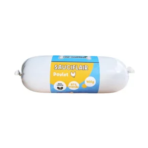 Boudin Sauciflair au poulet CaniGourmand, friandise à couper en petits dés pour récompenser son chien