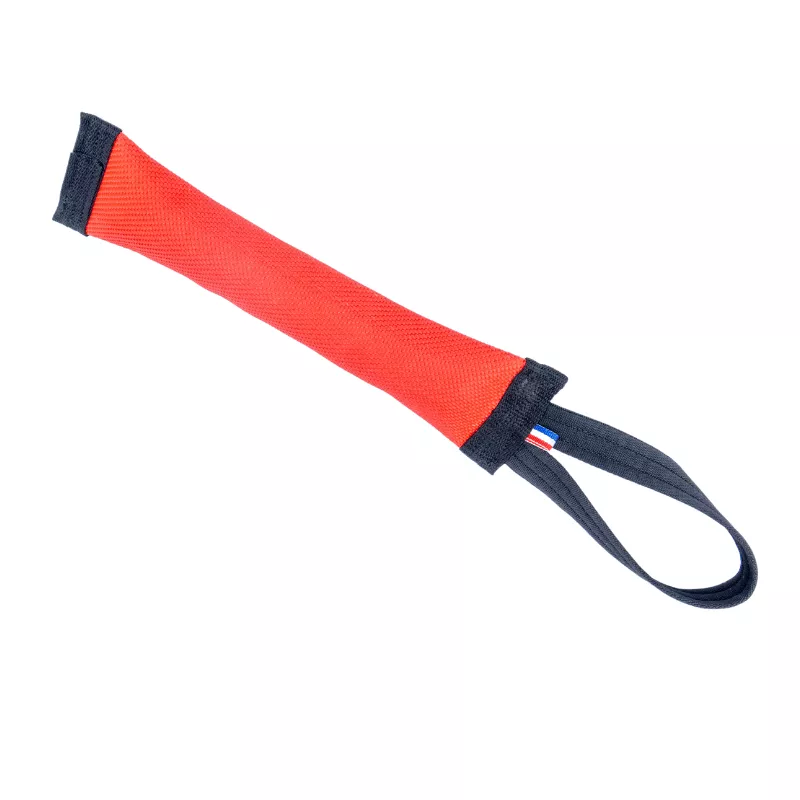 Boudin de traction rouge pour chien, ultra résistant et flottant, avec poignées en nylon