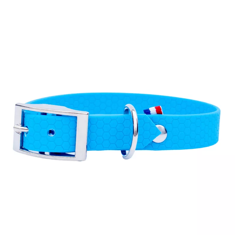 Collier Hexa pour petit chien avec bouclerie argentée, fabriqué à la main par CaniGourmand