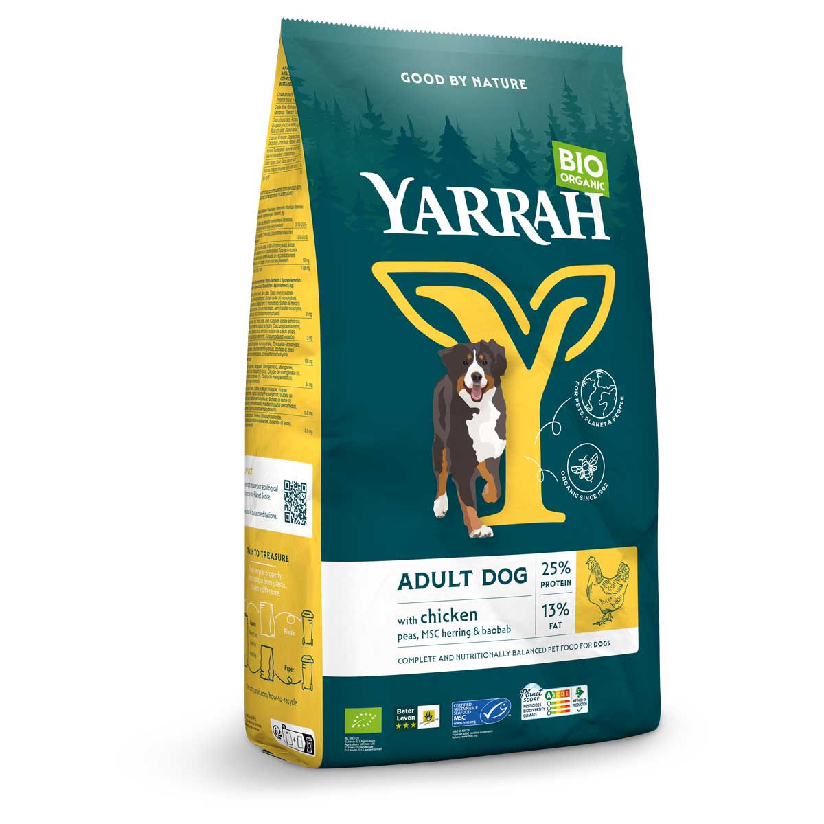 Sac de 2 kg de croquettes bio Yarrah au poulet pour chien adulte