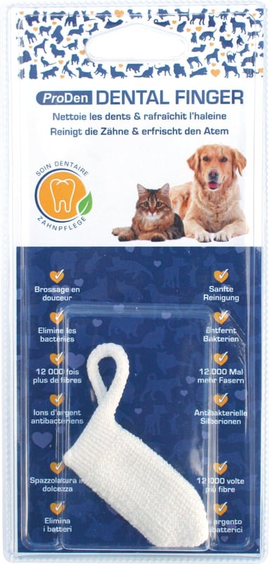 Doigtier dentaire PlaqueOff ProDen Dental Finger pour brosser les dents du chien et du chat
