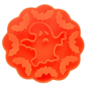 Gamelle anti-glouton orange en silicone, avec labyrinthe Halloween fantôme et chauves-souris