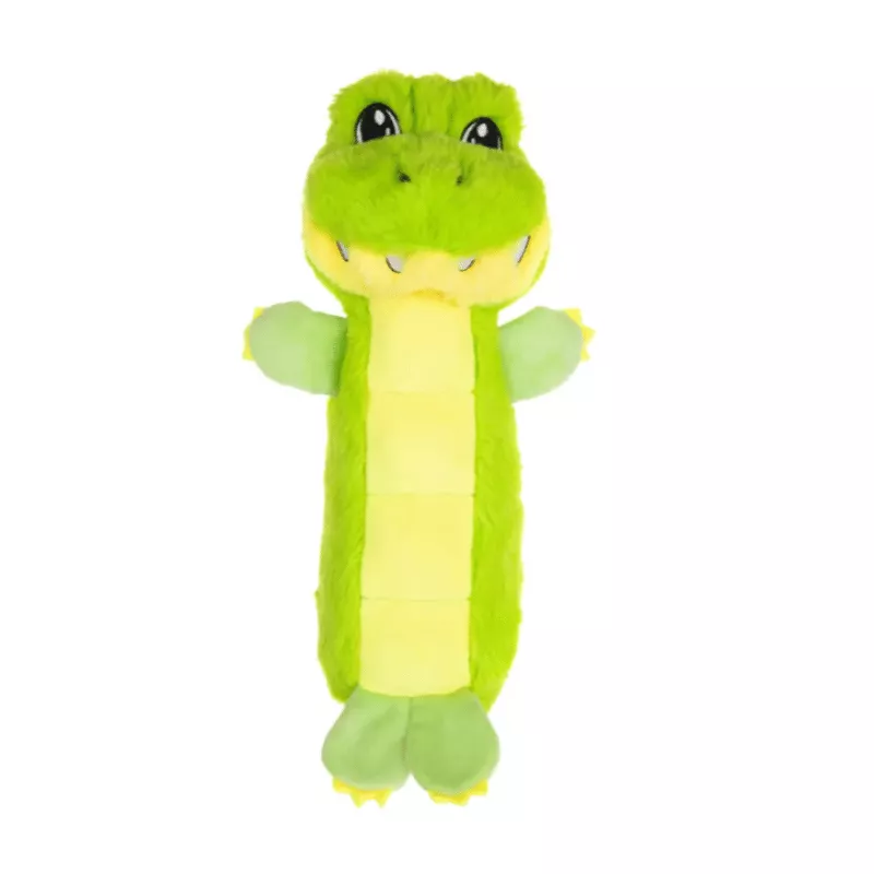 Peluche alligator Gary pour chien, de la marque Growl, renforcée et à double couineur
