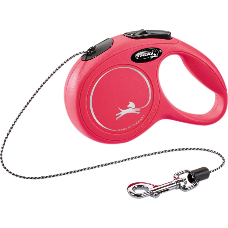 Laisse à enrouleur Flexi New Classic pour chien, avec poignée et bouton de freinage