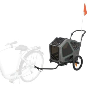 Roulotte de vélo Trixie gris et vert sauge pour transporter un chien à vélo