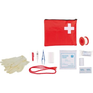 Trousse de secours rouge en nylon pour chien et chat, à attacher à la ceinture