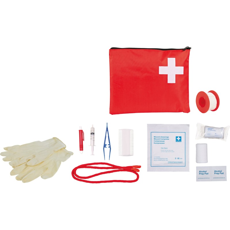 Trousse de secours rouge en nylon pour chien et chat, à attacher à la ceinture