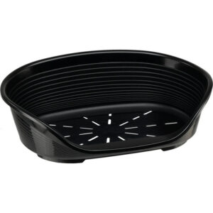 Corbeille en plastique noire Ferplast Siesta Deluxe pour chien, avec fond ventilé