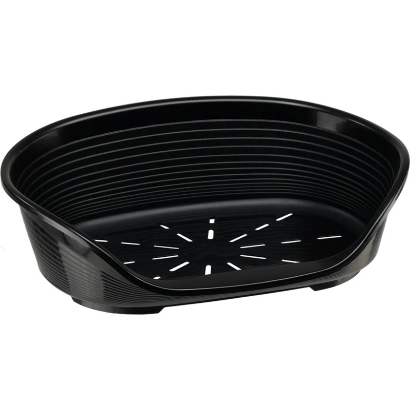 Corbeille en plastique noire Ferplast Siesta Deluxe pour chien, avec fond ventilé