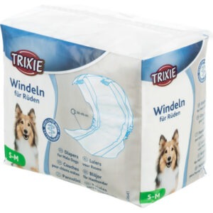 Couche jetable pour chien mâle en forme de ceinture ventrale, avec attaches adhésives