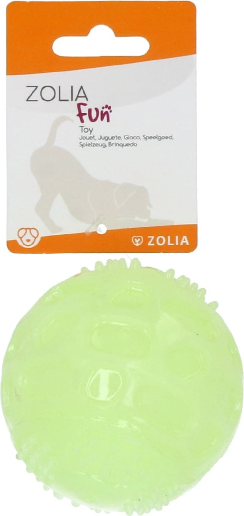 Balle phosphorescente verte Zolia Fun et Play pour chien