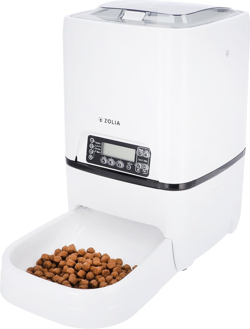 Distributeur de croquettes automatique Zolia ZD 120 pour chien et chat, réserve de 6 litres