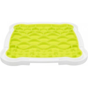 Plateau de léchage carré Trixie Lick'n'Snack pour chien, surface en relief sur un plateau en plastique rigide