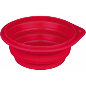 Écuelle de voyage pliable en silicone pour chien, rouge ou bleue