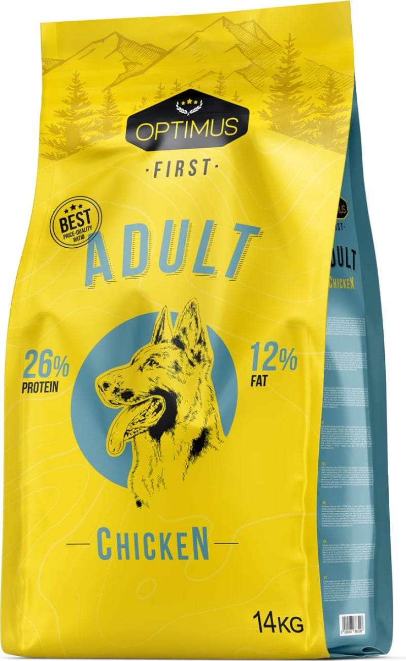 Sac de 14 kg de croquettes Optimus First pour chien adulte de moyenne et grande taille