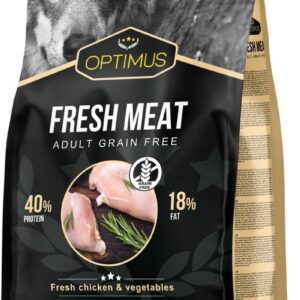 Sac de croquettes sans céréales Optimus Fresh Meat au poulet frais pour chien adulte