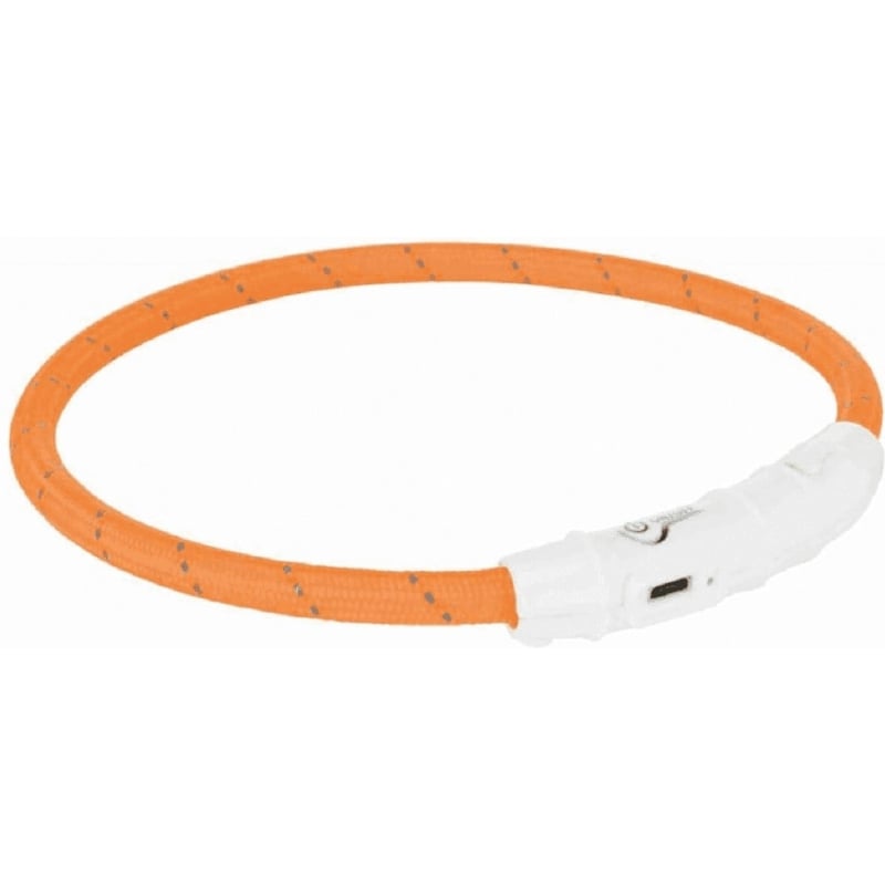 Collier lumineux USB à anneau LED orange pour chien