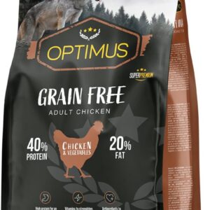 Sac de croquettes sans céréales Optimus Adult Grain Free Chicken pour chien adulte
