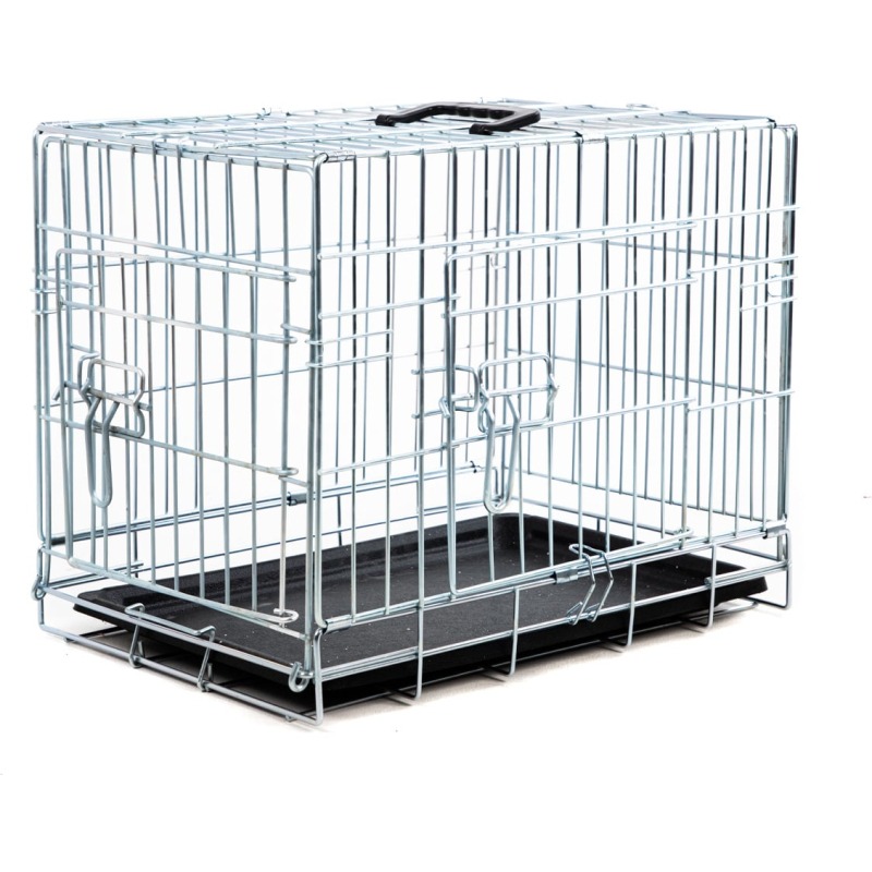 Cage pliante en métal Zolia Koda pour chien, avec plateau en plastique noir et deux portes