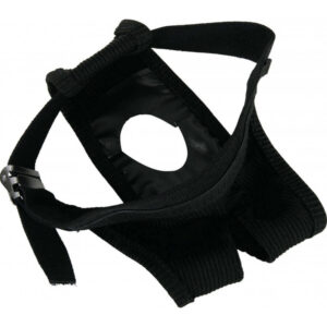 Culotte hygiénique noire lavable pour chienne, avec passage pour la queue