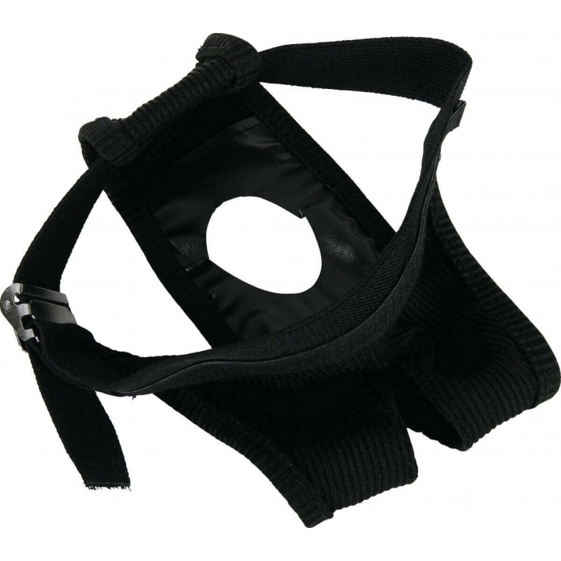 Culotte hygiénique noire lavable pour chienne, avec passage pour la queue