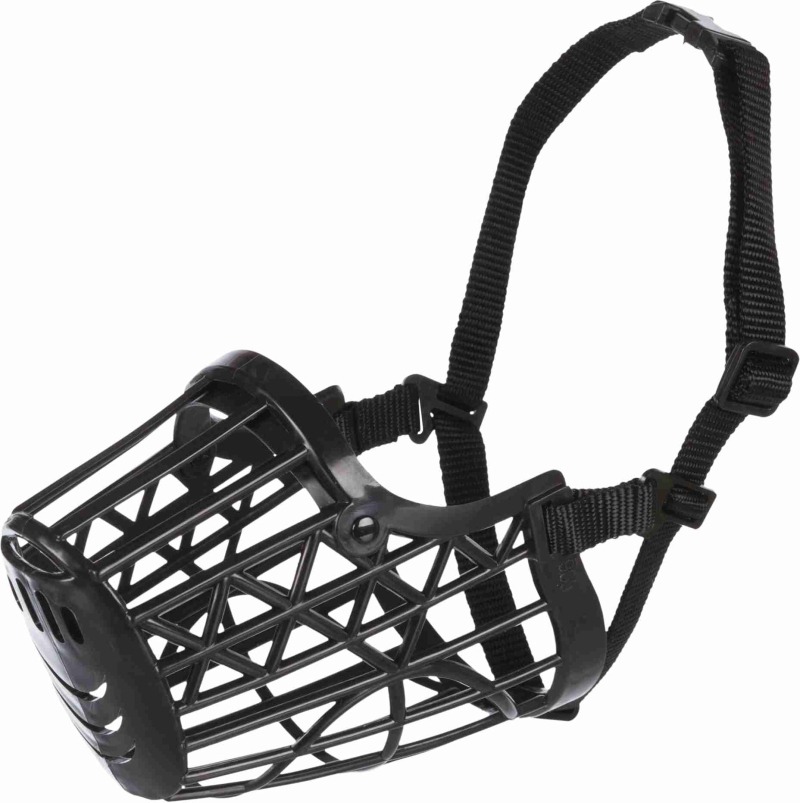 Muselière panier en plastique Trixie pour chien, à maille serrée avec sangle réglable