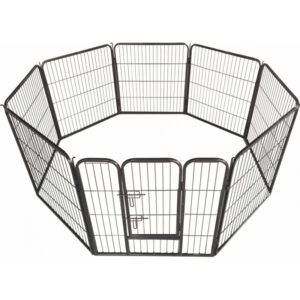 Enclos modulable Zolia en métal pour chiot et chien, à 8 panneaux avec porte
