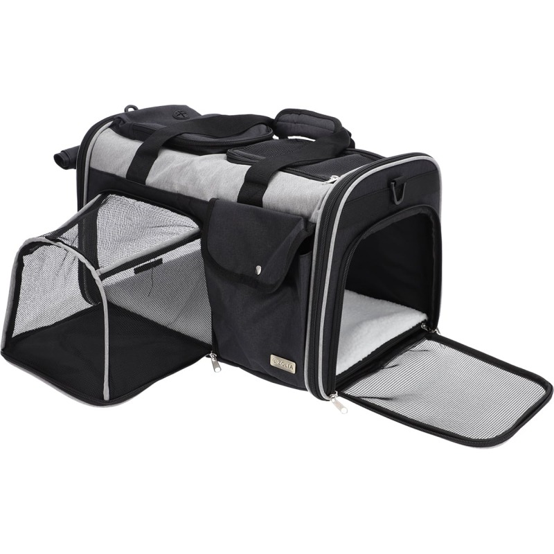 Sac de transport extensible Zolia Journey noir et gris pour petit chien et chat