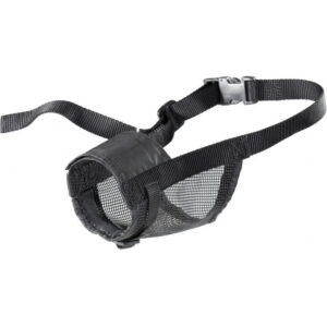 Muselière Muzzle Net pour chien en nylon noir avec grille d'aération et sangle réglable