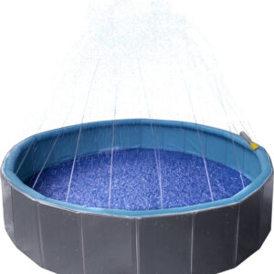 Piscine pour chien Flamingo Sprinkle avec jets d'eau qui jaillissent du bord, branchée au tuyau d'arrosage