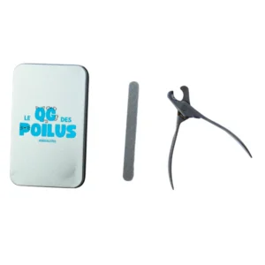 Kit coupe-griffes gris pour chien avec pince, lime manuelle et étui en métal