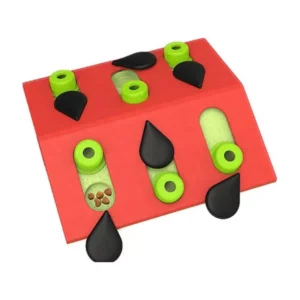 Puzzle Melon Madness Nina Ottosson pour chiot et petit chien, avec six cachettes à friandises sous des pièces coulissantes