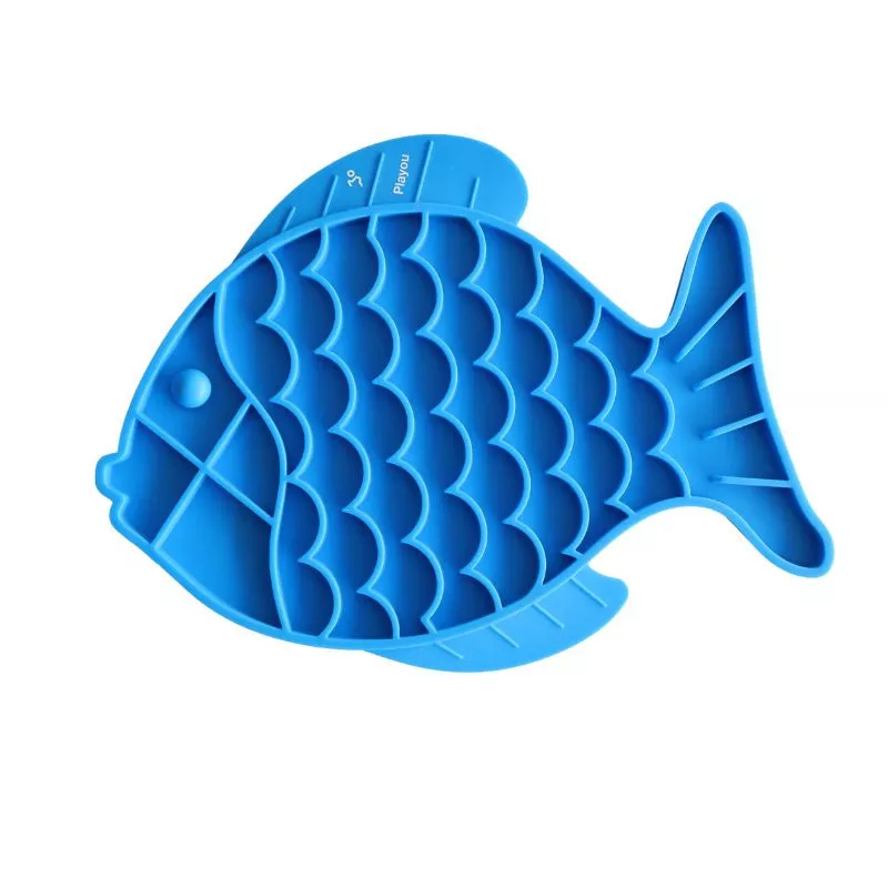 Tapis de léchage en silicone en forme de poisson, pour chat et petit chien